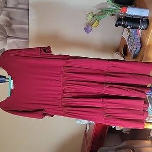 Maroon tiered cootin dress with pockets, 24